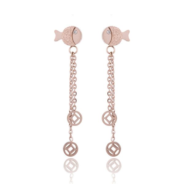 18K Rose Gold-Plated Fish Drop Earring Sale