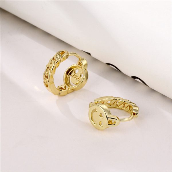 18K Gold-Plated Openwork Smile Huggie Earrings Cheap