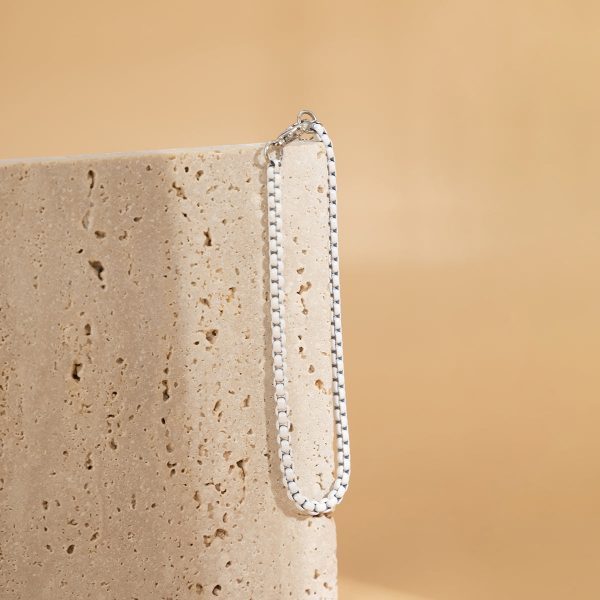 White Enamel & Silver-Plated Chain Bracelet For Cheap