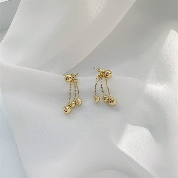 18K Gold-Plated Waterfall Ball Tassel Ear Jackets on Sale