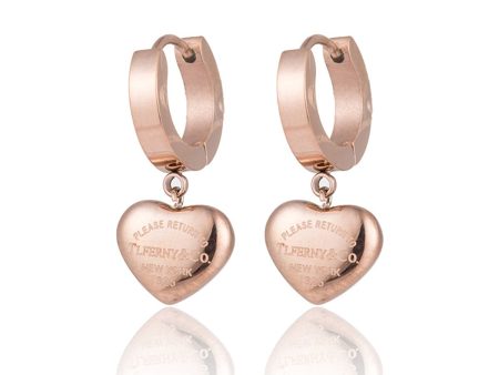 18K Rose Gold-Plated Heart Drop Earrings Sale