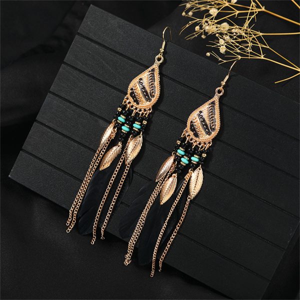 Black Feather & 18K Gold-Plated Feather Drop Earrings Sale