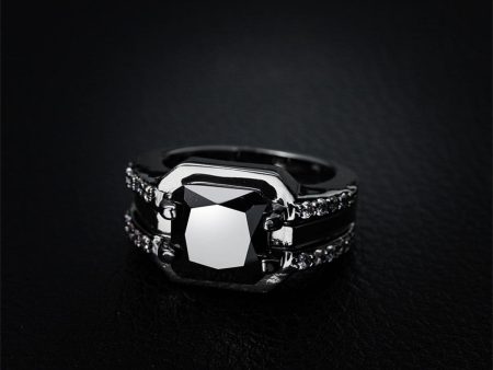 Black Crystal & Cubic Zirconia Ring For Sale