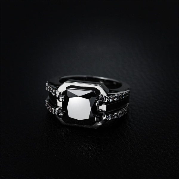 Black Crystal & Cubic Zirconia Ring For Sale