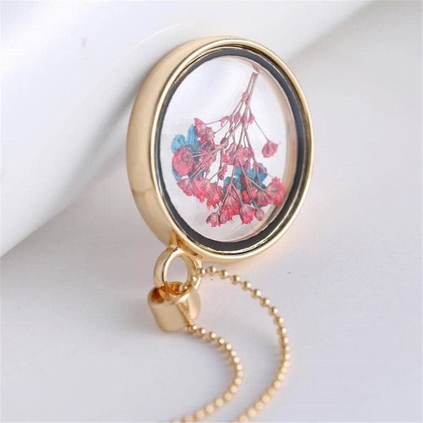 Blue & 18K Gold-Plated Pressed Peach Blossom Round Pendant Necklace Online Hot Sale