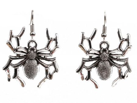 Silver-Plated Spider Drop Earrings Fashion