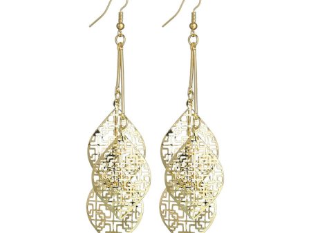 18K Gold-Plated Layered Leaves Drop Earrings Online now