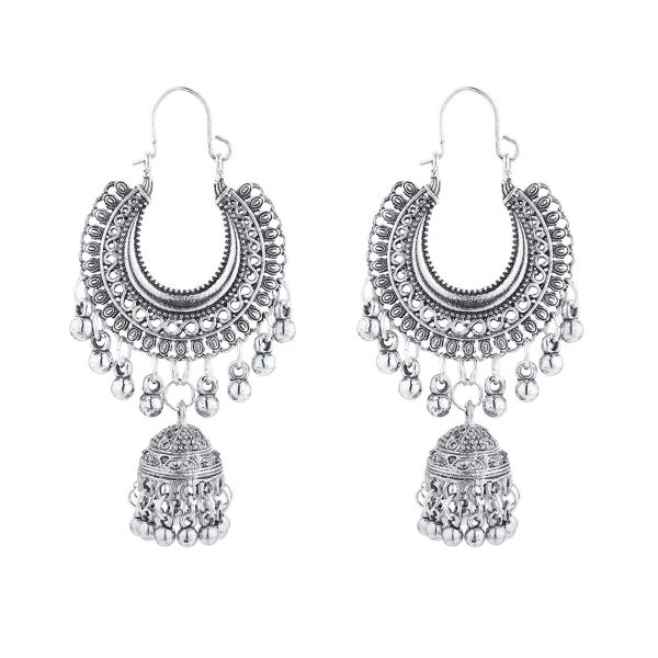 Silver-Plated Bell Tassel Drop Earrings For Cheap