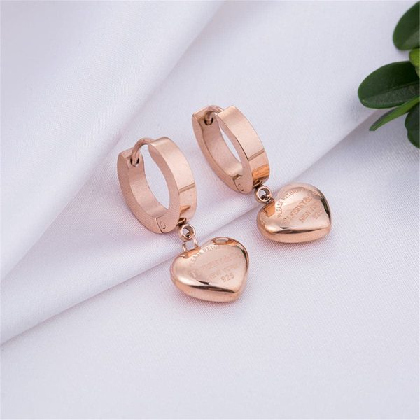 18K Rose Gold-Plated Heart Drop Earrings Sale