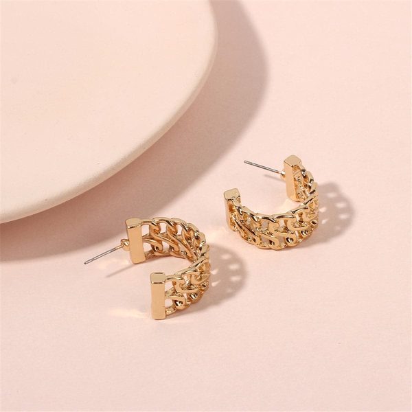 18K Gold-Plated Weaving Huggie Earrings Online Sale