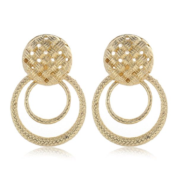 18K Gold-Plated Weave Hoop Drop Earrings on Sale