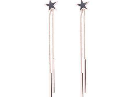 Black Acrylic & 18K Rose Gold-Plated Star Bar Tassel Drop Earrings Sale