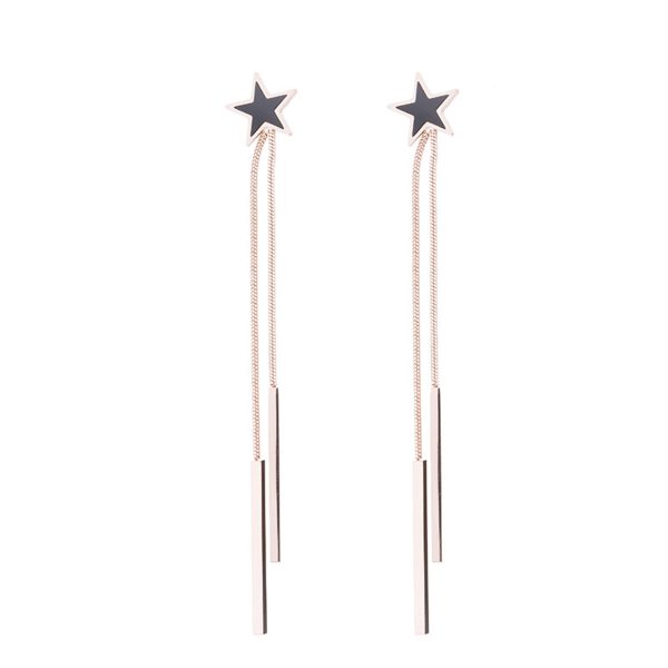 Black Acrylic & 18K Rose Gold-Plated Star Bar Tassel Drop Earrings Sale