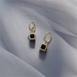 Black Acrylic & 18K Gold-Plated Cube Huggie Earrings Hot on Sale