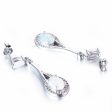 White Opal & Silver-Plated Oval Drop Earrings Cheap