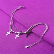 Silver-Plated Cross & Bead Double-Strand Anklet Online Sale