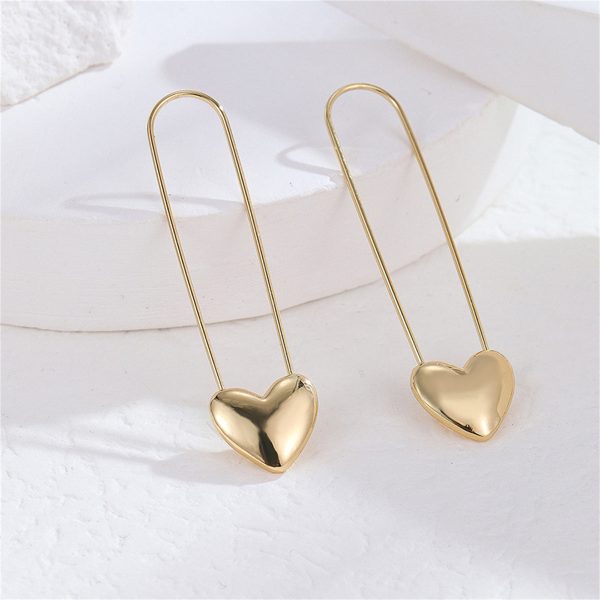 18K Gold-Plated Heart Pin Earrings Online Hot Sale