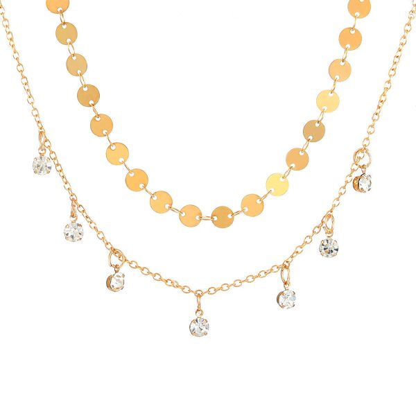 18K Gold-Plated & Cubic Zirconia Sequin Station Necklace Fashion