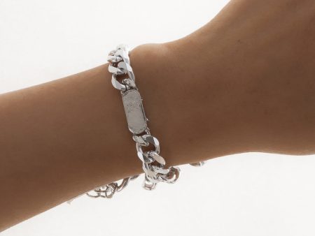 Silver-Plated Curb Chain ID Bracelet Online now