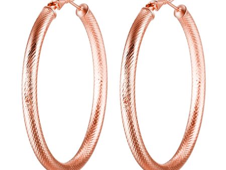 18K Rose Gold-Plated Diamond-Cut Hoop Earrings Cheap