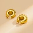 18K Gold-Plated Ribbed U-Shape Drop Earrings For Cheap