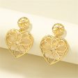 18K Gold-Plated Openwork Floral Heart Drop Earrings Sale