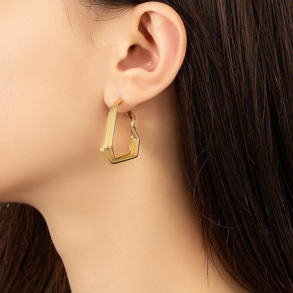 18K Gold-Plated Stacked Geometric Huggie Earrings Hot on Sale