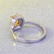 Yellow Crystal & Silver-Plated Square-Cut Ring For Cheap