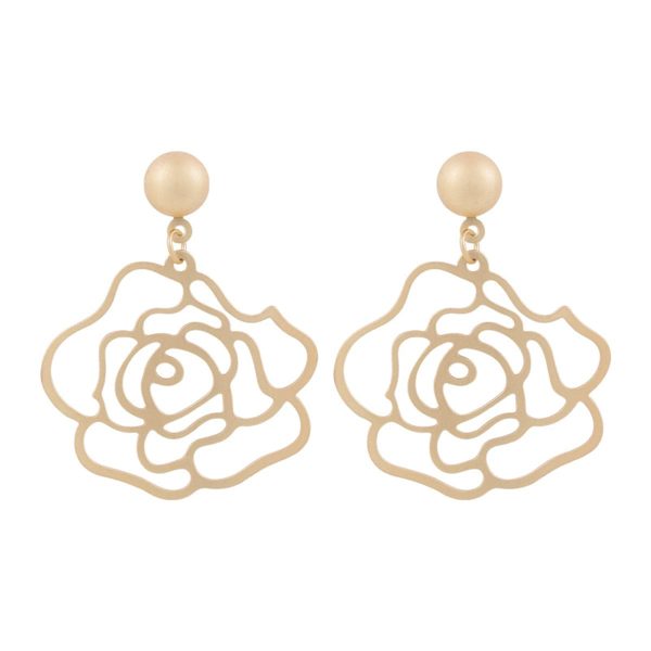 18K Gold-Plated Floral Openwork Drop Earrings Online Hot Sale