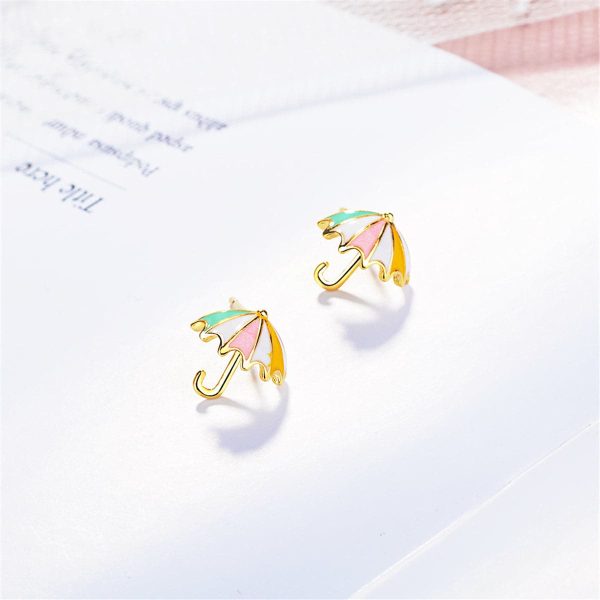 18K Gold-Plated Umbrella Stud Earrings on Sale