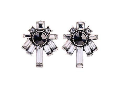 Black & White Crystal Stud Earrings For Discount