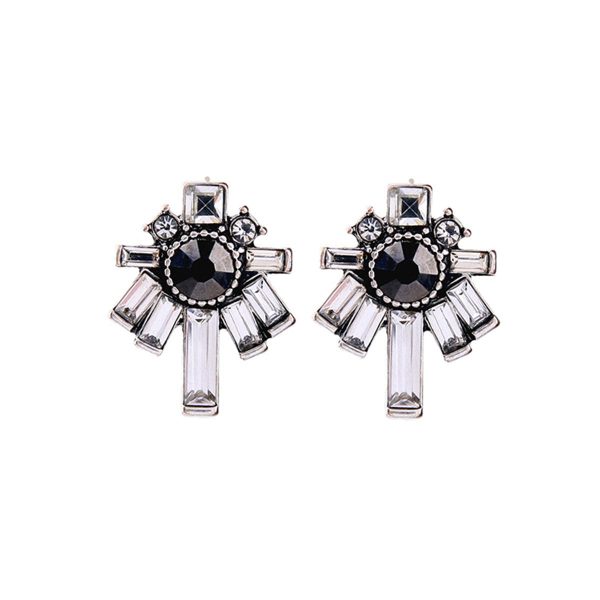 Black & White Crystal Stud Earrings For Discount