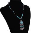 Turquoise & Silver-Plated Tassel Pendant Necklace Discount