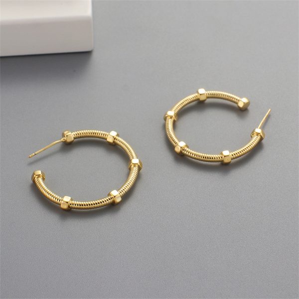 18K Gold-Plated Screw Hoop Earrings Sale