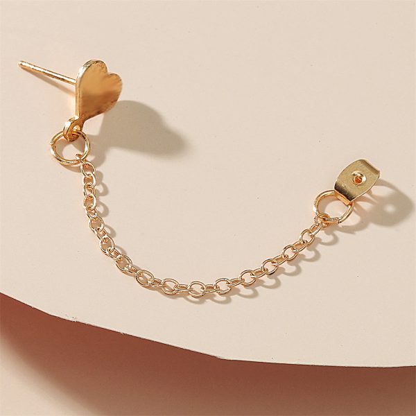 18K Gold-Plated Heart Chain Ear Jacket For Discount