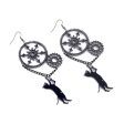 Black Cat & Gear Drop Earrings on Sale