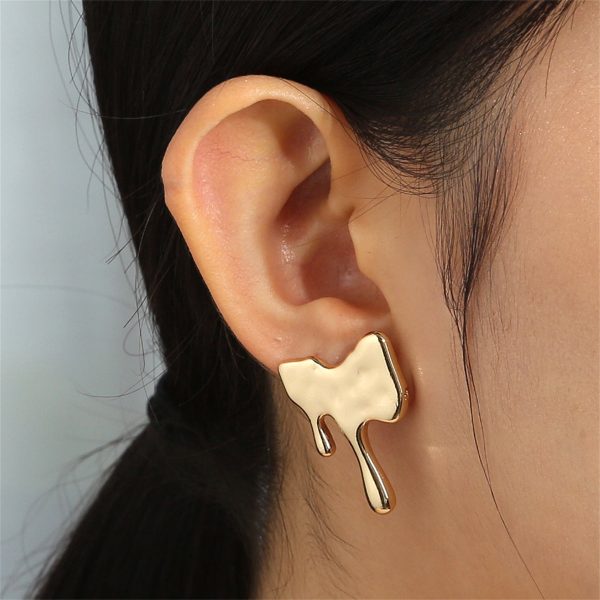 18K Gold-Plated Melted Geometric Stud Earrings Online Sale