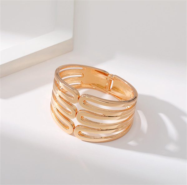 18K Gold-Plated Pins Layered Hinge Bangle Online now