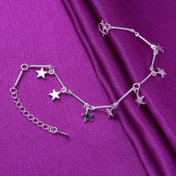 Silver-Plated Star Station Charm Anklet Online now