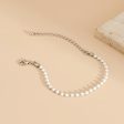 White Enamel & Silver-Plated Beaded Chain Adjustable Bracelet Fashion