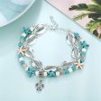 Turquoise & Silver-Plated Sea Lives Charm Anklet on Sale