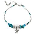 Turquoise & Acrylic Silver-Plated Beaded Starfish Charm Anklet For Discount