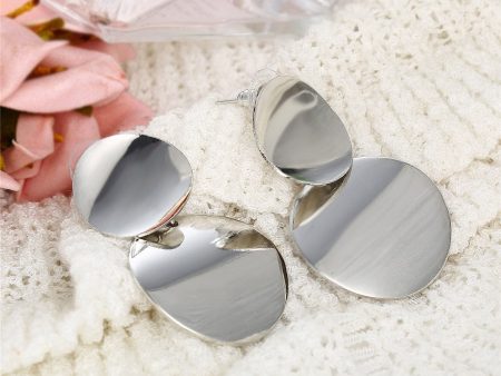 Silver-Plated Dual Circle Drop Earrings Online Sale