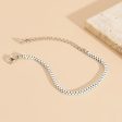 White Enamel & Silver-Plated Box Chain Adjustable Bracelet Supply