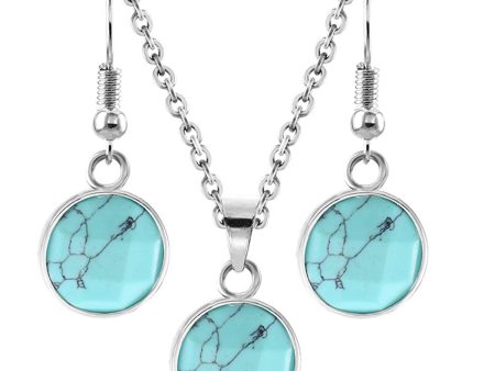 Turquoise & Silver-Plated Coin Drop Earrings & Pendant Necklace Hot on Sale