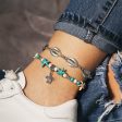 Turquoise & Silver-Plated Sea Lives Charm Anklet on Sale