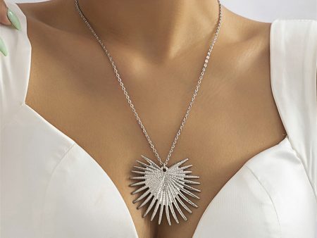 Silver-Plated Heart Burst Pendant Necklace Online Sale