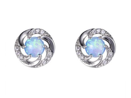 Blue Opal & Cubic Zirconia Vortex Stud Earrings on Sale