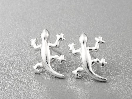 Silver-Plated Lizard Stud Earrings For Sale