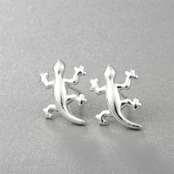 Silver-Plated Lizard Stud Earrings For Sale